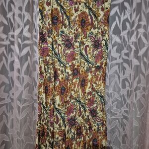 Jessica Simpson Cream Maxi Skirt with Pink, Teal & Gold Floral Print